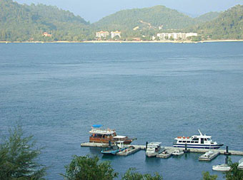 In front: the ferry's - In the background: Pangkor Island